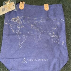NWT Chasing Threads Stitch Tote Bag: Mark the places you’ve visited!